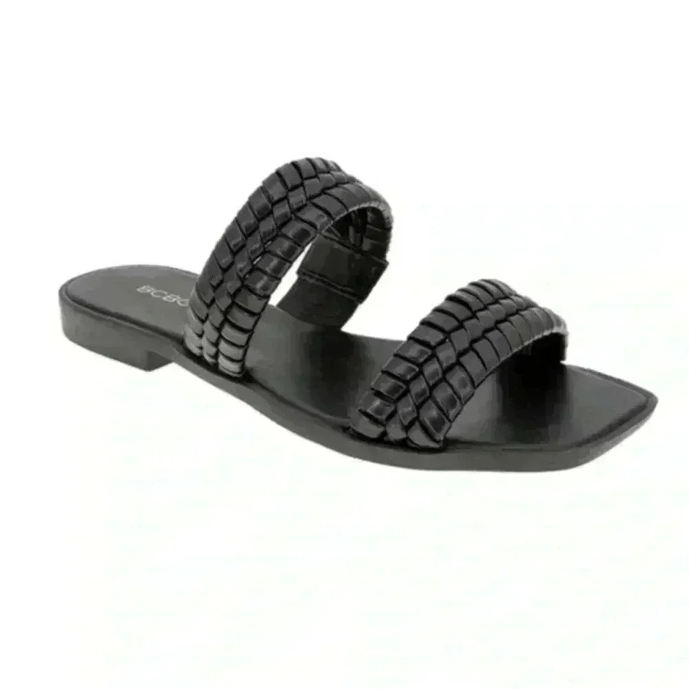 BCBGENERATION Womens Black Comfort Lara Square Toe Slip On Sandals WomenSize 7.5 - Picture 1 of 5